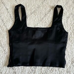 Wilfred Black Satin Cropped Top